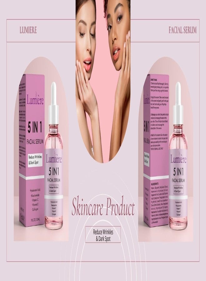 Lumiere 5-in-1 Facial Serum with Hyaluronic Acid, Niacinamide, Vitamin C, E, Collagen for Wrinkles, Dark Spots, 1 Fl Oz - Image 5